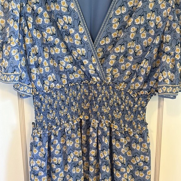 🍌 Max Studio Blue Floral Dress | Size Large - Picture 5 of 10